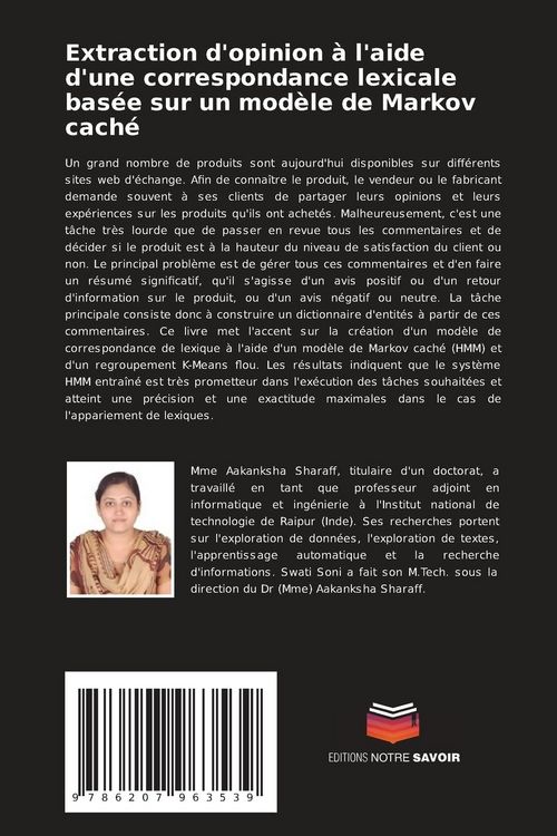 Produktbild: Extraction d'opinion &agrave; l'aide d'une correspondance lexicale bas&eacute;e sur un mod&egrave;le de Markov cach&eacute;