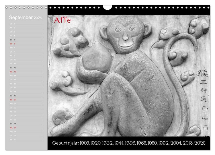 Produktbild: Das Chinesische Horoskop / Geburtstagskalender (Wandkalender 2026 DIN A3 quer), CALVENDO Monatskalender