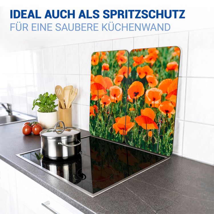 Produktbild: Herdabdeckplatte Universal Mod. Mohnfeld, 2er Set, f&uuml;r alle Herdarten geeignet