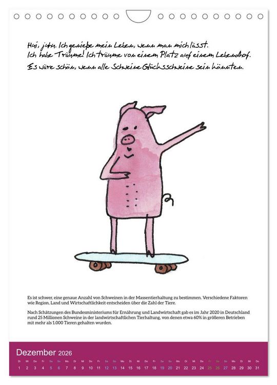 Produktbild: Schweinekalender - Alles was du &uuml;ber Schweine wissen wolltest! (Wandkalender 2026 DIN A4 hoch), CALVENDO Monatskalender