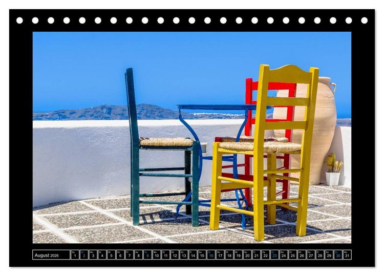 Produktbild: Kalimera Thira - Santorini, die sch&ouml;nste der Kykladen stellt sich vor (Tischkalender 2026 DIN A5 quer), CALVENDO Monatskalender