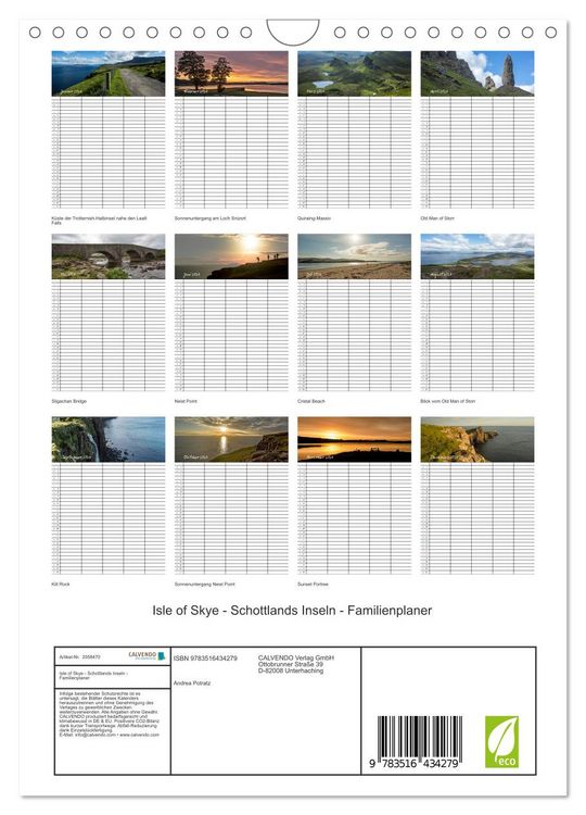 Produktbild: Isle of Skye - Schottlands Inseln - Familienplaner (Wandkalender 2026 DIN A4 hoch), CALVENDO Monatskalender