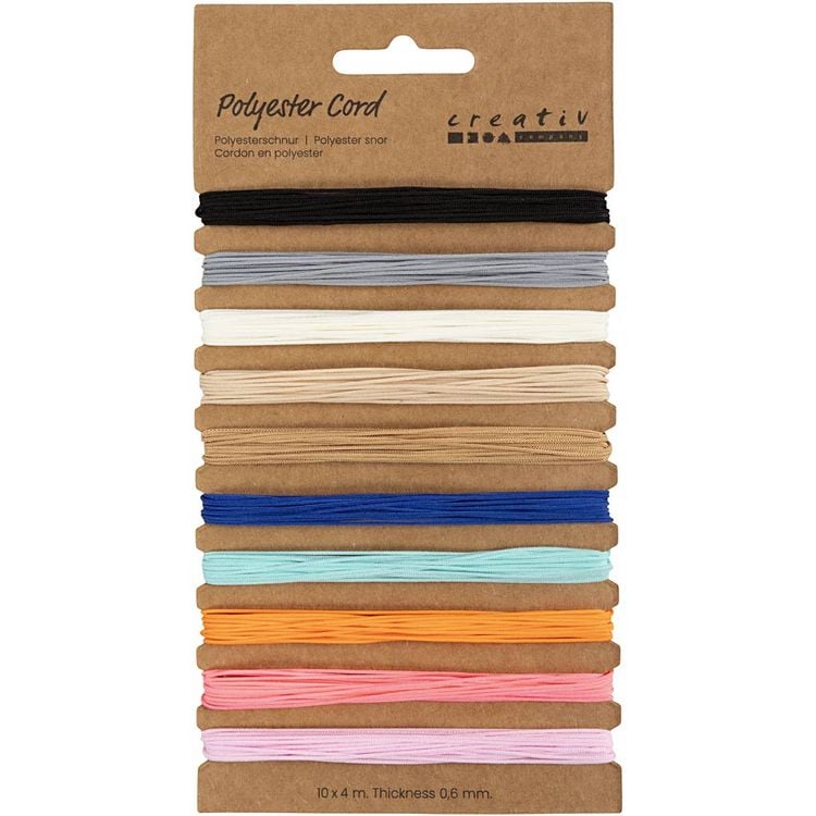 Produktbild: Creativ Company Polyesterschnur, Dicke 0,6 mm, sortierte Farben, 10x4 m