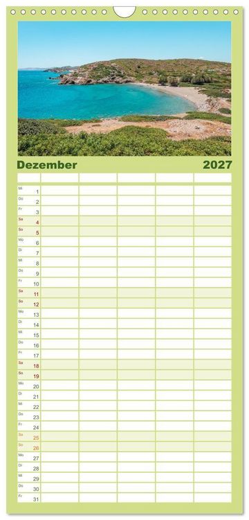 Produktbild: Familienplaner 2027 - Kreta - Die sch&ouml;nsten Str&auml;nde mit 5 Spalten (Wandkalender, 21 x 45 cm) CALVENDO