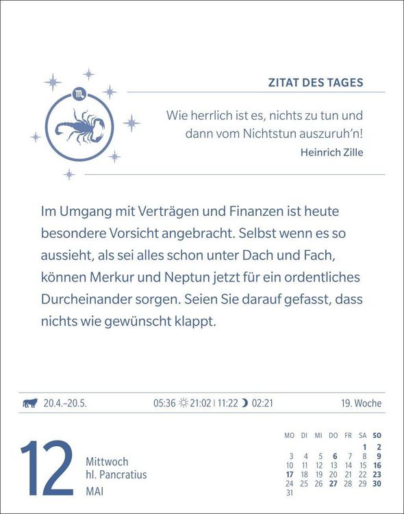 Produktbild: Skorpion Sternzeichenkalender 2027 - Tagesabrei&szlig;kalender - Ihr Horoskop f&uuml;r jeden Tag