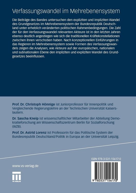 Produktbild: Verfassungswandel im Mehrebenensystem