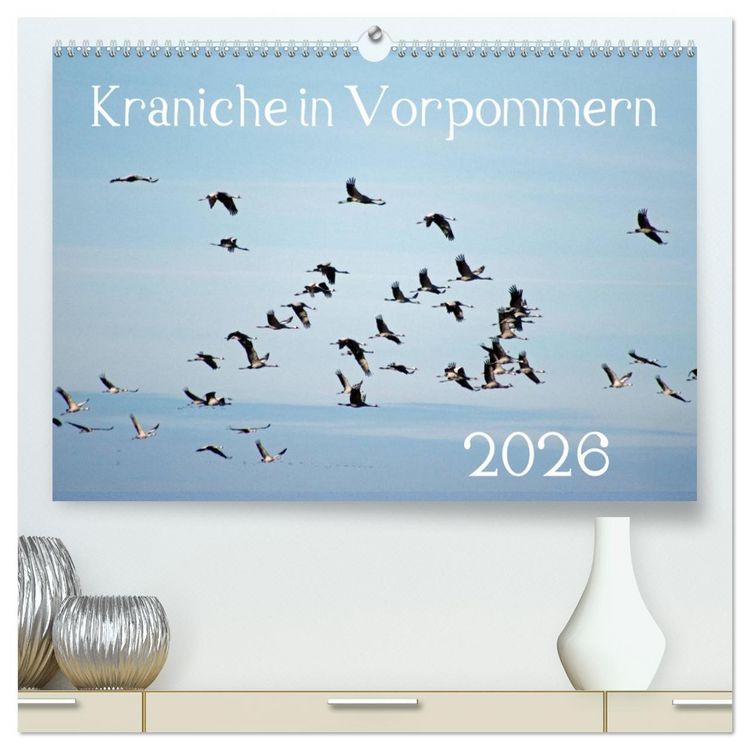 Produktbild: Kraniche in Vorpommern (hochwertiger Premium Wandkalender 2026 DIN A2 quer), Kunstdruck in Hochglanz
