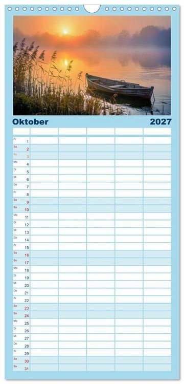 Produktbild: Familienplaner 2027 - Malerische Seenlandschaft mit 5 Spalten (Wandkalender, 21 x 45 cm) CALVENDO