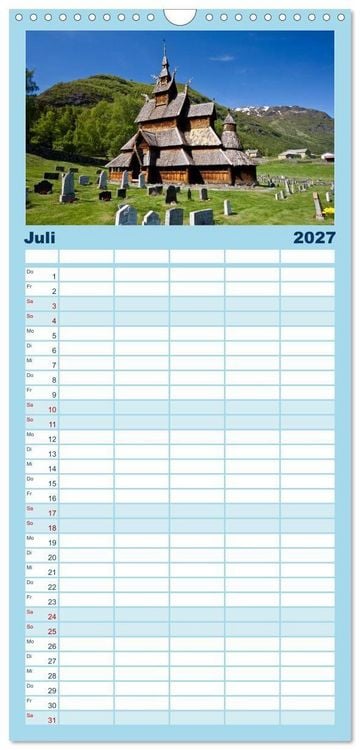 Produktbild: Familienplaner 2027 - Norwegen - Land im Norden mit 5 Spalten (Wandkalender, 21 x 45 cm) CALVENDO