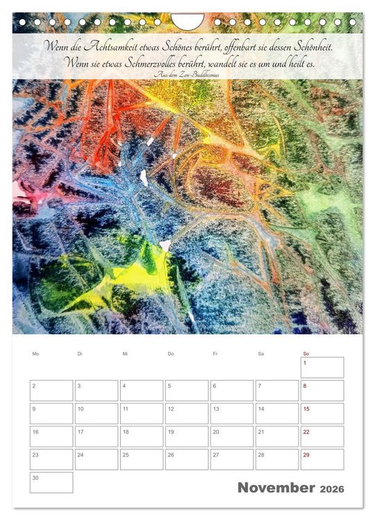 Produktbild: Farben der Achtsamkeit - Farbenreiche Aquarell-Tr&auml;ume mit Zitaten zur inneren Ruhe (Wandkalender 2026 DIN A4 hoch), CALVENDO Monatskalender
