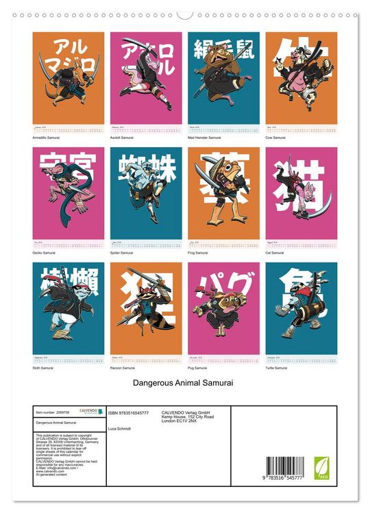 Produktbild: Dangerous Animal Samurai (High Quality Premium Wall Calendar 2026 DIN A2 portrait),CALVENDO 12 Month Wall Calendar