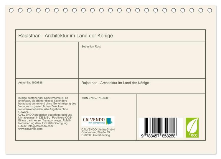 Produktbild: Rajasthan - Architektur im Land der K&ouml;nige (Tischkalender 2026 DIN A5 quer), CALVENDO Monatskalender