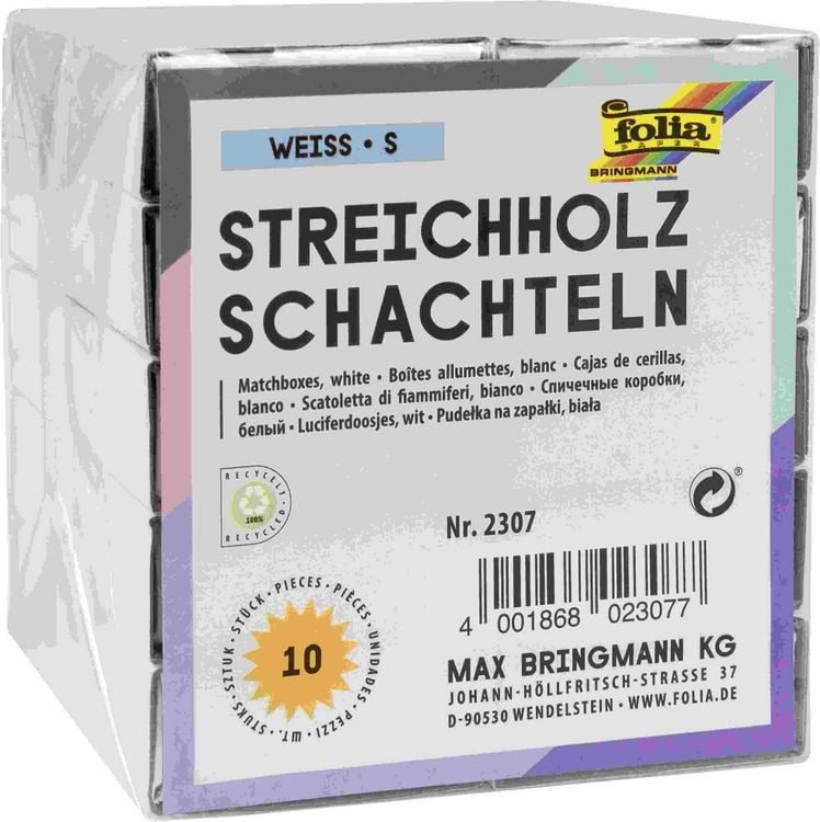 Produktbild: Folia  Streichholzboxen WEISS, size S, 10 St&uuml;ck