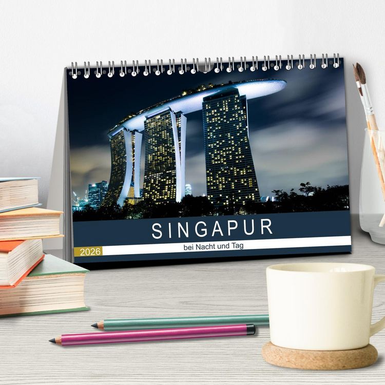 Produktbild: Singapur bei Nacht und Tag (Tischkalender 2026 DIN A5 quer), CALVENDO Monatskalender