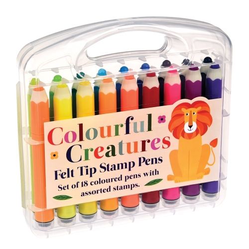 Produktbild: Felt Tip Stamp Pens set of 18 Colourful Creatures
