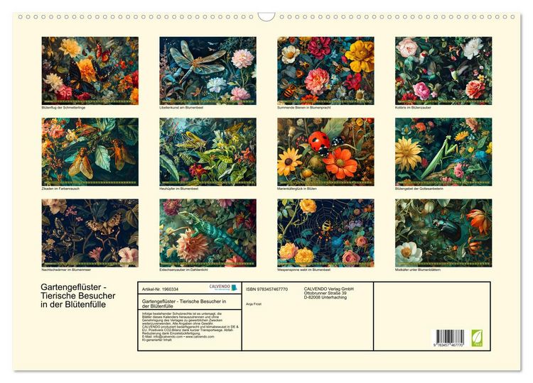 Produktbild: Gartengefl&uuml;ster - Tierische Besucher in der Bl&uuml;tenf&uuml;lle (Wandkalender 2026 DIN A2 quer), CALVENDO Monatskalender