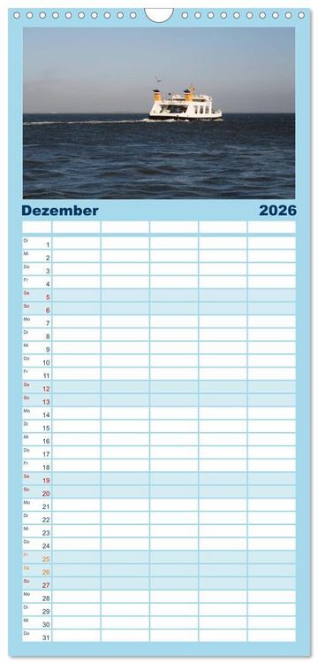 Produktbild: Familienplaner 2026 - Gr&uuml;&szlig;e von Pellworm mit 5 Spalten (Wandkalender, 21 x 45 cm) CALVENDO