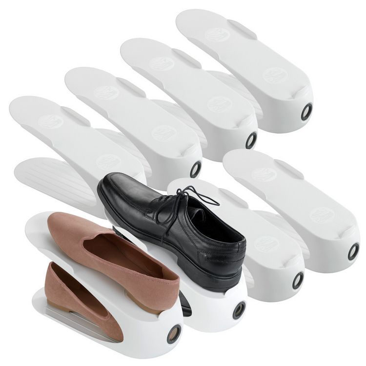 Produktbild: Schuhhalter Wei&szlig; 8er Set, platzsparend &uuml;bereinander stapelbar