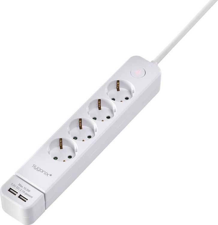 Produktbild: Sygonix SY-4535058 Steckdosenleiste mit Schalter Wei&szlig; Schutzkontakt 1St.