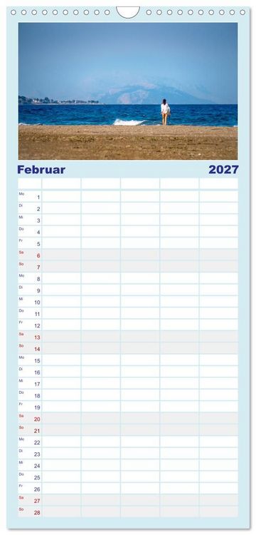 Produktbild: Familienplaner 2027 - Str&auml;nde der Insel Rhodos mit 5 Spalten (Wandkalender, 21 x 45 cm) CALVENDO