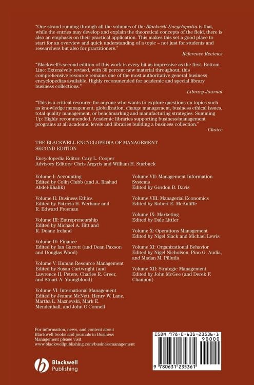 Produktbild: Encyclopedia of Management V11