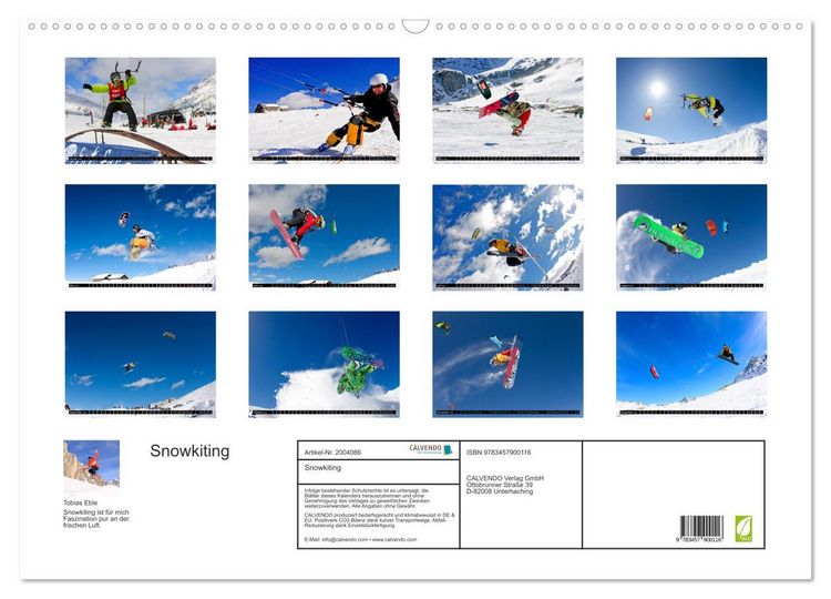 Produktbild: Snowkiting (Wandkalender 2026 DIN A2 quer), CALVENDO Monatskalender