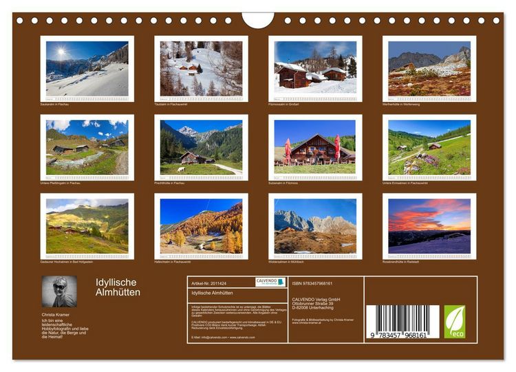 Produktbild: Idyllische Almh&uuml;tten (Wandkalender 2026 DIN A4 quer), CALVENDO Monatskalender