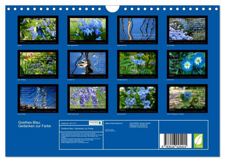 Produktbild: Goethes Blau. Gedanken zur Farbe (Wandkalender 2026 DIN A4 quer), CALVENDO Monatskalender