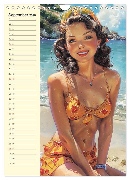 Produktbild: Pin-up-Girls. Sexappeal am Strand (Wandkalender 2026 DIN A4 hoch), CALVENDO Monatskalender