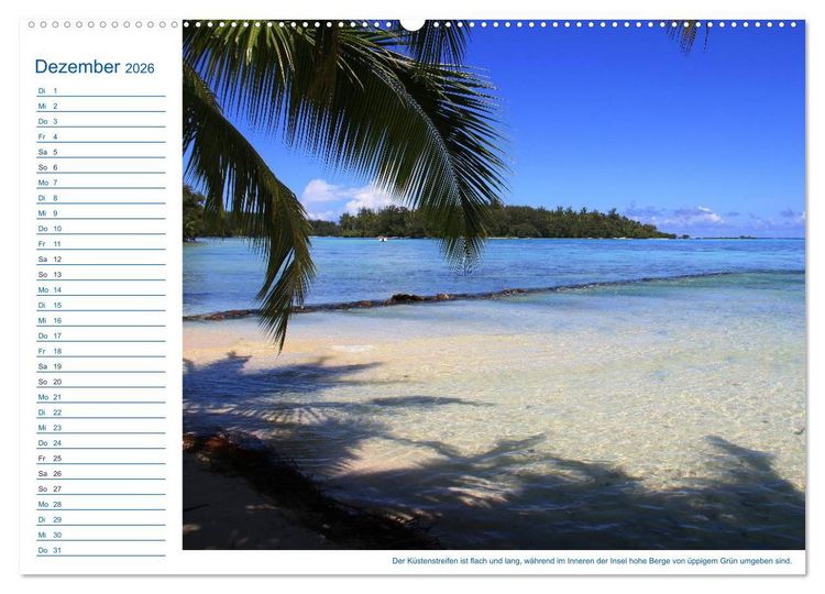 Produktbild: S&uuml;dsee-Insel Mo'orea (Wandkalender 2026 DIN A2 quer), CALVENDO Monatskalender
