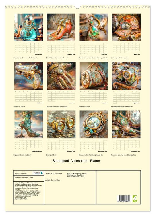 Produktbild: Steampunk Accesoires - Planer (Wandkalender 2026 DIN A2 hoch), CALVENDO Monatskalender