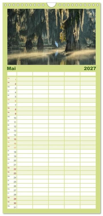 Produktbild: Familienplaner 2027 - Natur Paradies Mississippi Delta mit 5 Spalten (Wandkalender, 21 x 45 cm) CALVENDO