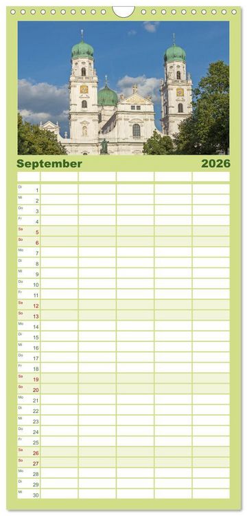 Produktbild: Familienplaner 2026 - Passau - Dreifl&uuml;ssestadt an Donau, Inn und Ilz mit 5 Spalten (Wandkalender, 21 x 45 cm) CALVENDO