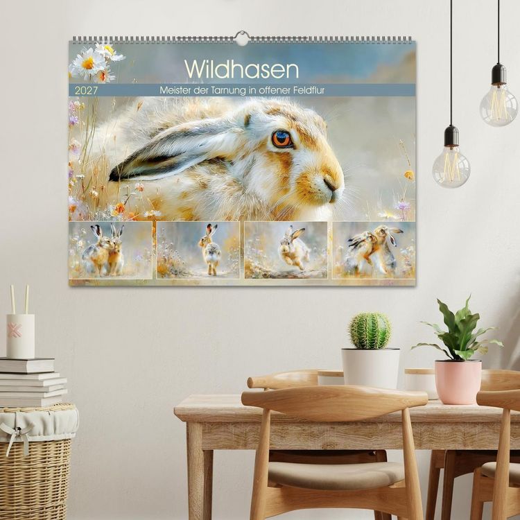 Produktbild: Wildhasen. Meister der Tarnung in offener Feldflur (Wandkalender 2027 DIN A2 quer), CALVENDO Monatskalender