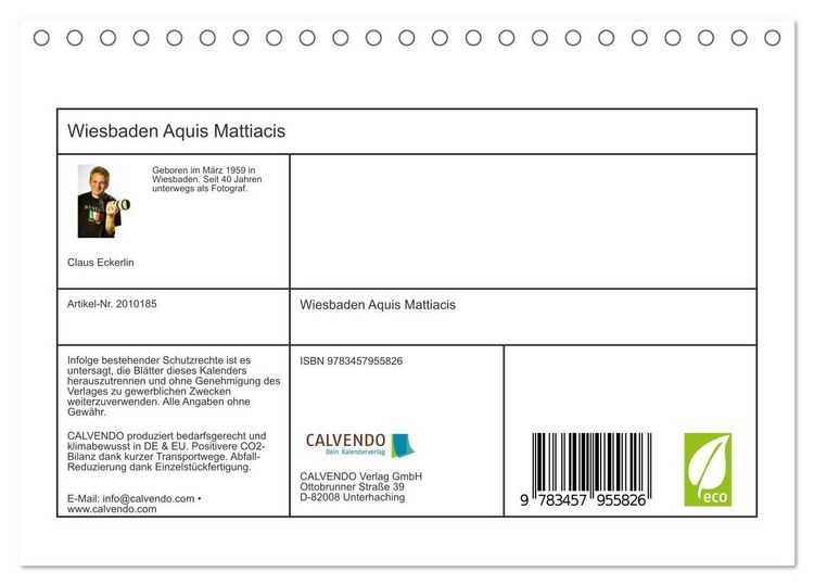 Produktbild: Wiesbaden Aquis Mattiacis (Tischkalender 2026 DIN A5 quer), CALVENDO Monatskalender