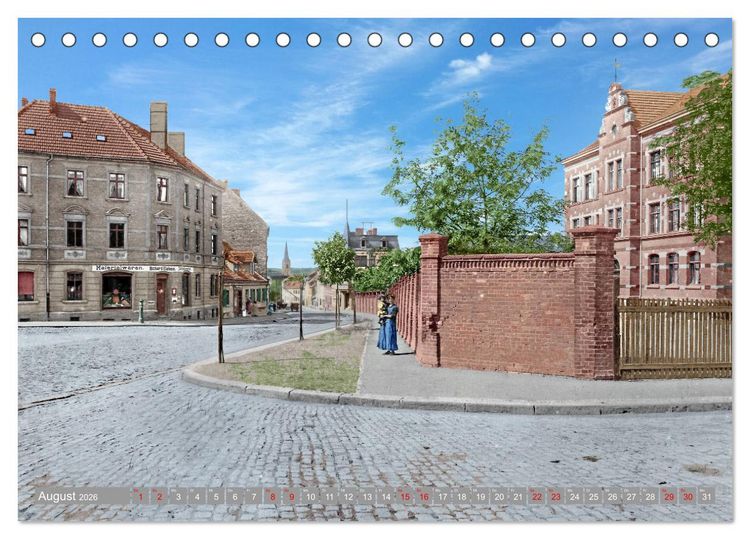 Produktbild: Historisches Aschersleben um 1900 &ndash; Kolorierte Schwarzwei&szlig;fotos (Tischkalender 2026 DIN A5 quer), CALVENDO Monatskalender