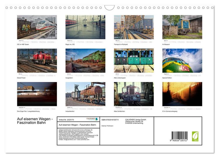 Produktbild: Auf eisernen Wegen - Faszination Bahn (Wandkalender 2026 DIN A3 quer), CALVENDO Monatskalender