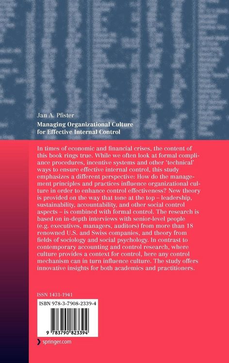 Produktbild: Managing Organizational Culture for Effective Internal Control
