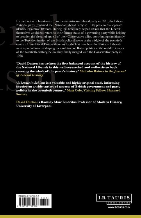 Produktbild: Liberals in Schism A History of the National Liberal Party