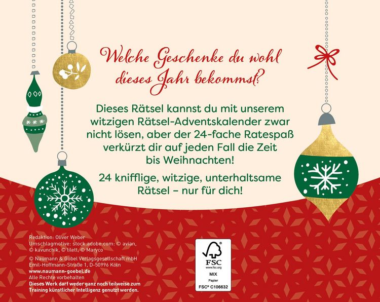 Produktbild: 24 Adventsr&auml;tsel I Der besondere Adventskalender