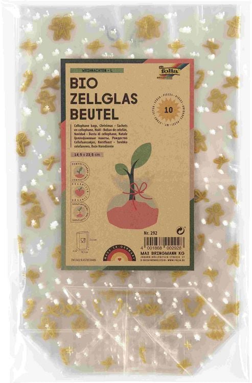 Produktbild: Folia  Bio Zellglasbeutel L Weihnachten, 145x235mm, 10 St&uuml;ck