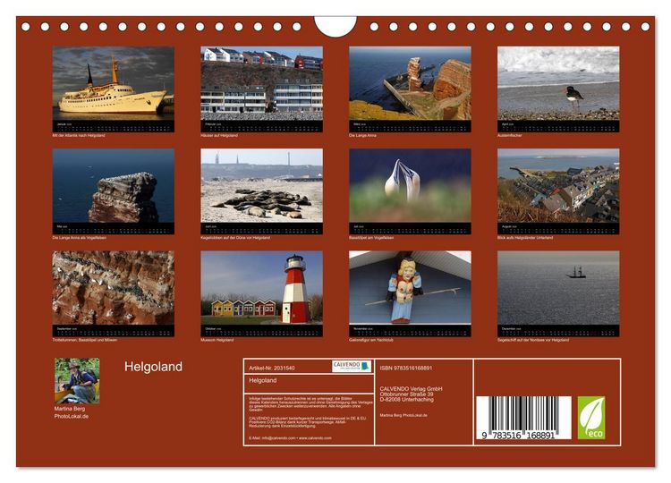 Produktbild: Helgoland (Wandkalender 2026 DIN A4 quer), CALVENDO Monatskalender