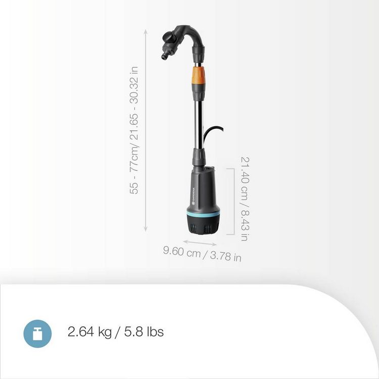 Produktbild: GARDENA Akku-Regenfasspumpe 2600 Comfort 18V P4A Ready-To-Use Set Regenwassernutzungsanlage 2600 l/h 1.8 m