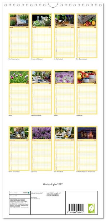Produktbild: Familienplaner 2027 - Garten-Idylle 2027 mit 5 Spalten (Wandkalender, 21 x 45 cm) CALVENDO