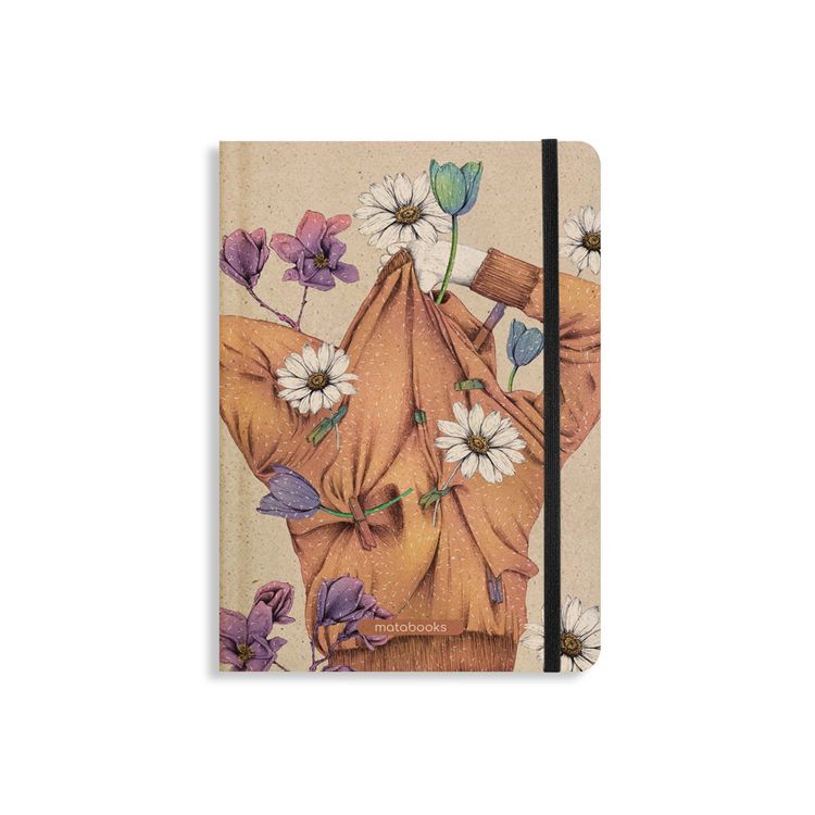 Produktbild: Notizbuch A5 punktiert aus S&uuml;&szlig;graspapier mit Graspapier-Cover &ndash; Nari &ndash; Farbe: Apricot Orange &ndash; matabooks