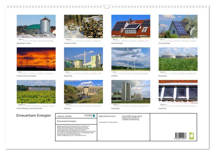 Produktbild: Erneuerbare Energien (Wandkalender 2026 DIN A2 quer), CALVENDO Monatskalender