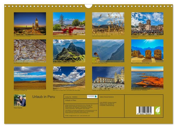 Produktbild: Urlaub in Peru (Wandkalender 2026 DIN A3 quer), CALVENDO Monatskalender