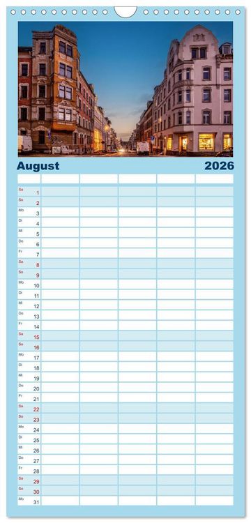 Produktbild: Familienplaner 2026 - Chemnitz zur blauen Stunde mit 5 Spalten (Wandkalender, 21 x 45 cm) CALVENDO
