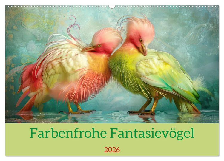 Produktbild: Farbenfrohe Fantasiev&ouml;gel (Wandkalender 2026 DIN A2 quer), CALVENDO Monatskalender