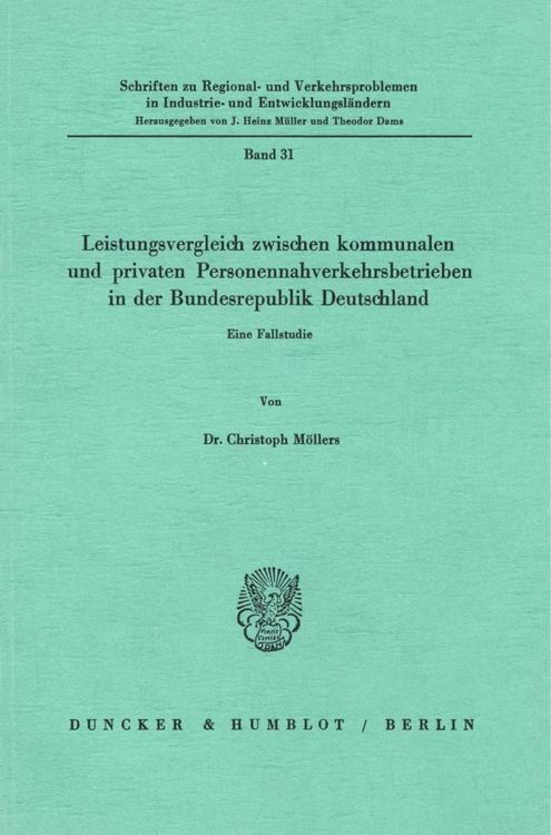 Produktbild: Leistungsvergleich zwischen kommunalen und privaten Personennahverkehrsbetrieben in der Bundesrepublik Deutschland.